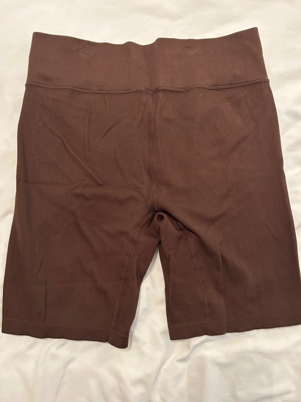 Xersion Women's Ribbed High-Waist Brown Bike Shorts - Picture 2 of 4